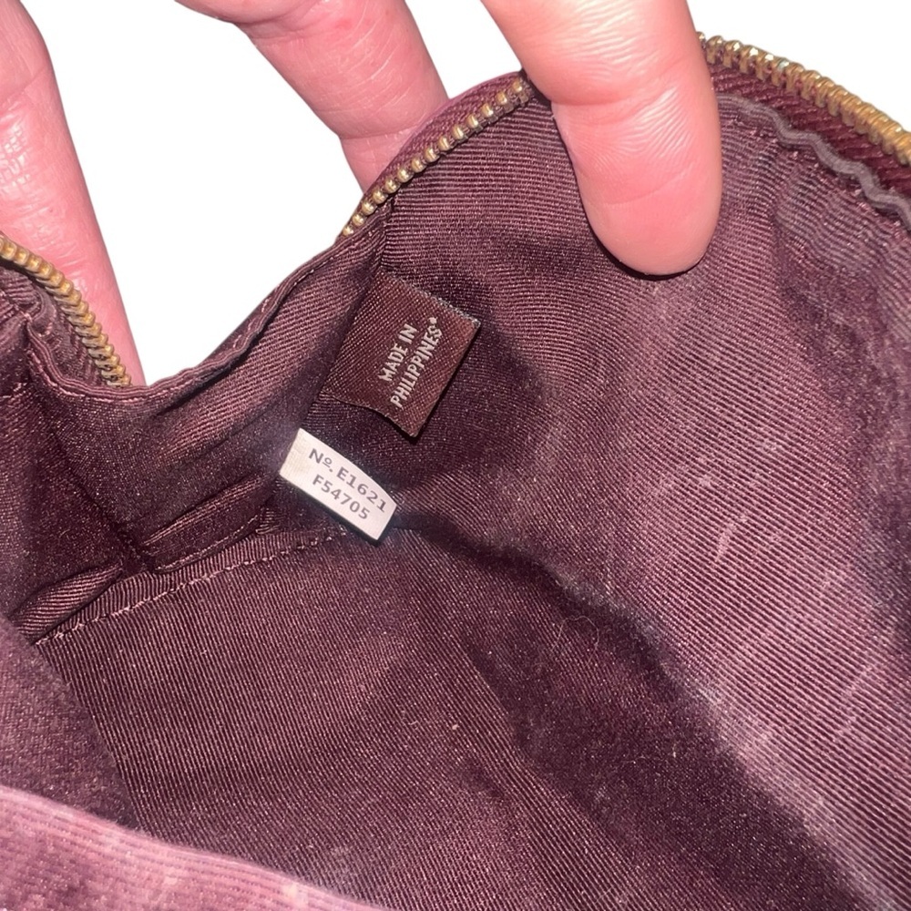 EUC Coach Cosmetic Case 17 Pouch Coated Canvas Zippered Burgundy Multi Floral - Picture 10 of 12